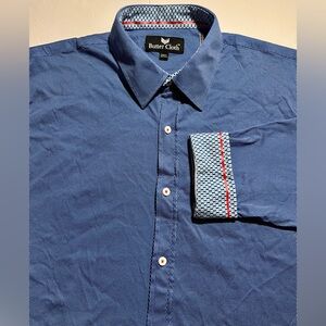 Butter Cloth Button Up Shirt Long Sleeve Men’s Sz 2XL Blue Stretch Casual Cotton